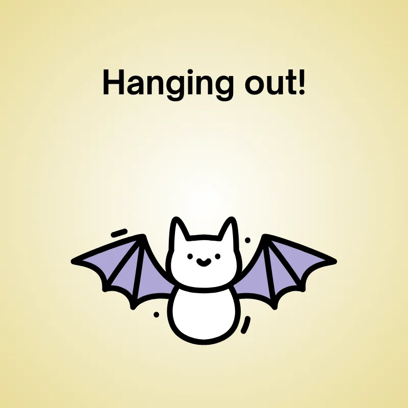Bat in a funny pun: 'Hanging out!'