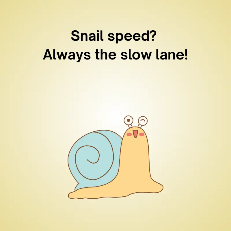 Snail pun illustration: 'Snail speed? Always the slow lane!’