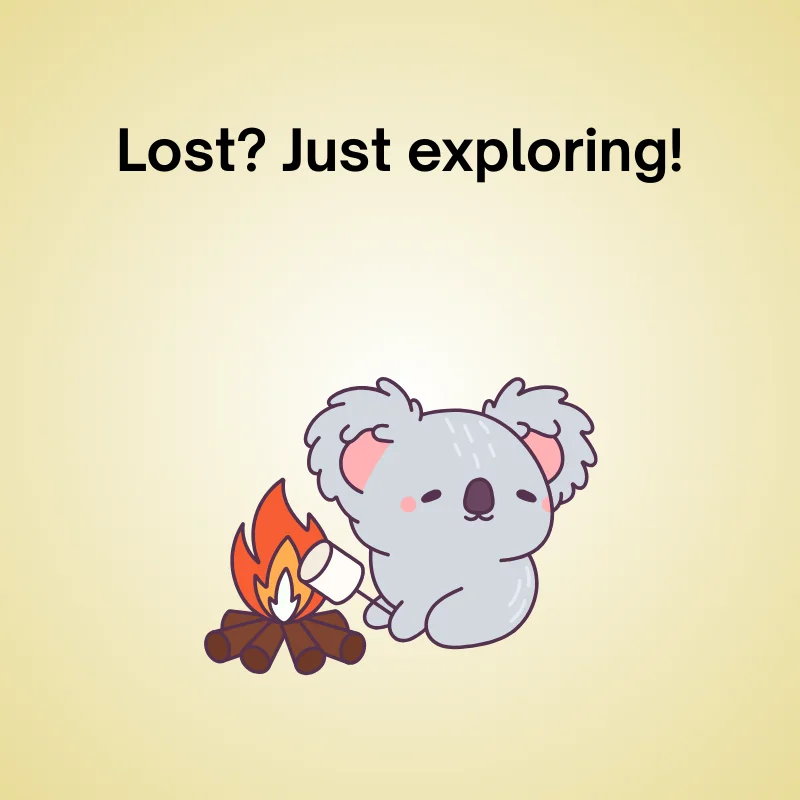 Travel joke illustration: 'Lost? Just exploring!'