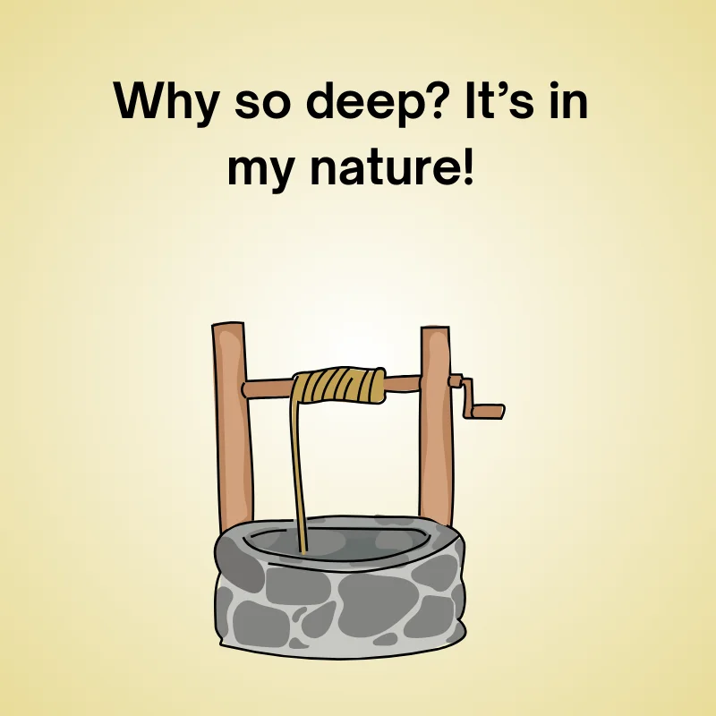 Funny well joke: 'Why so deep? It’s in my nature!'