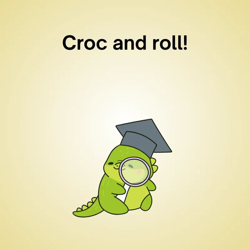Alligator pun illustration: 'Croc and roll!'