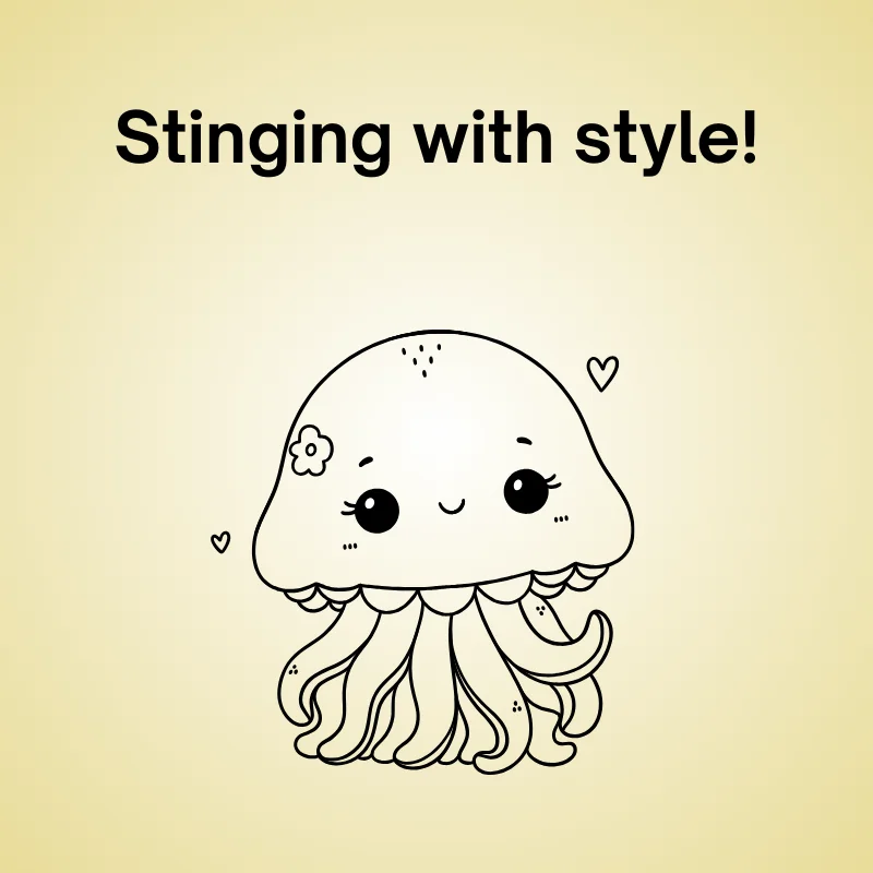 Jellyfish pun illustration: 'Stinging with style!'