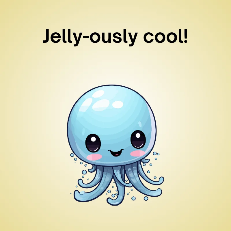 Jellyfish in a funny pun: 'Jelly-ously cool!'