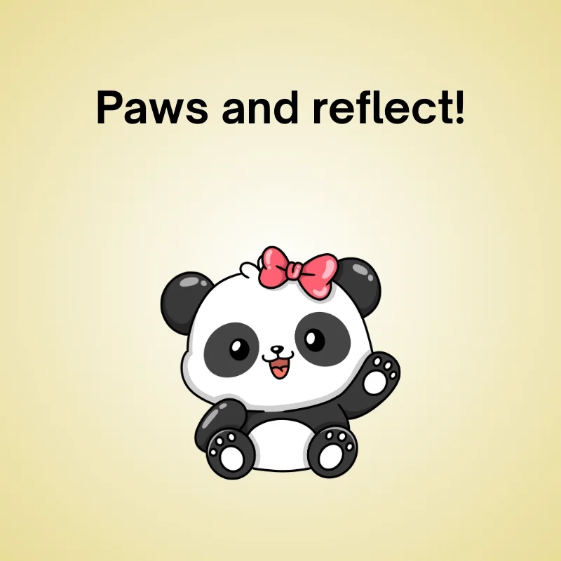 Panda pun illustration: 'Paws and reflect'