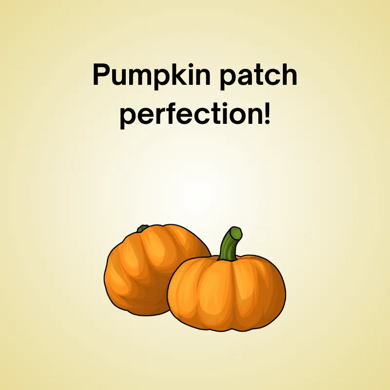 Illustration of pumpkin with pun: 'Pumpkin patch perfection!'