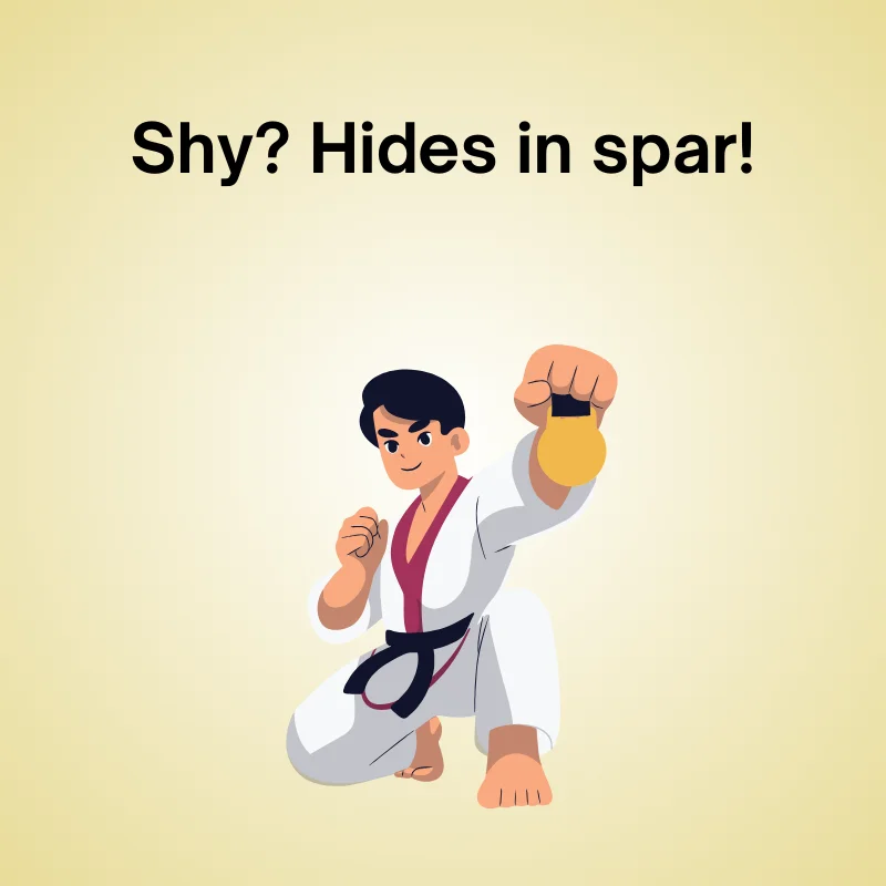 Taekwondo in a funny joke: 'Shy? Hides in spar!'