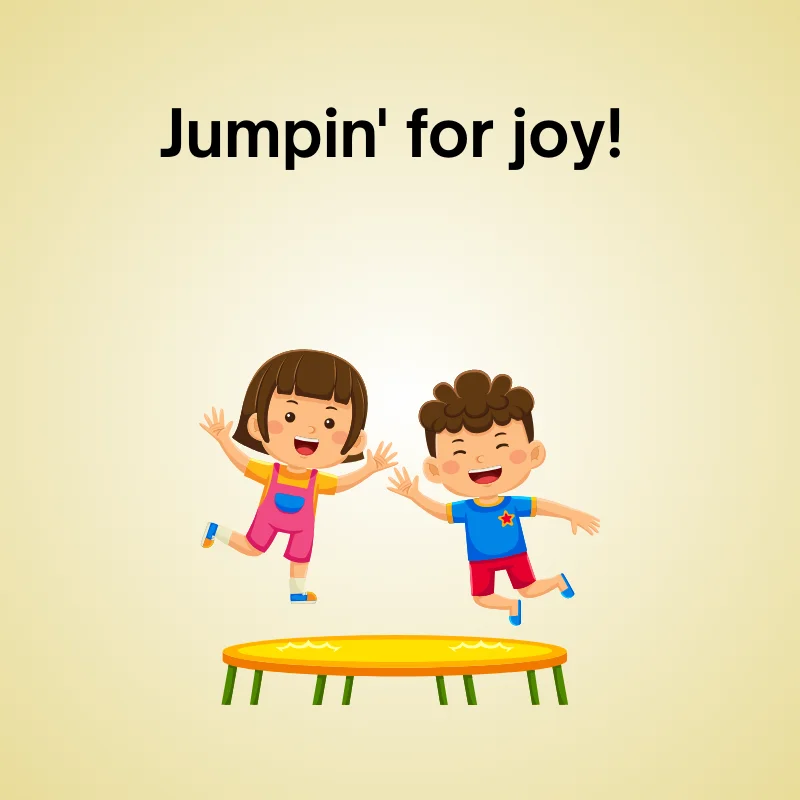 Trampoline in a funny pun: 'Jumpin' for joy!'