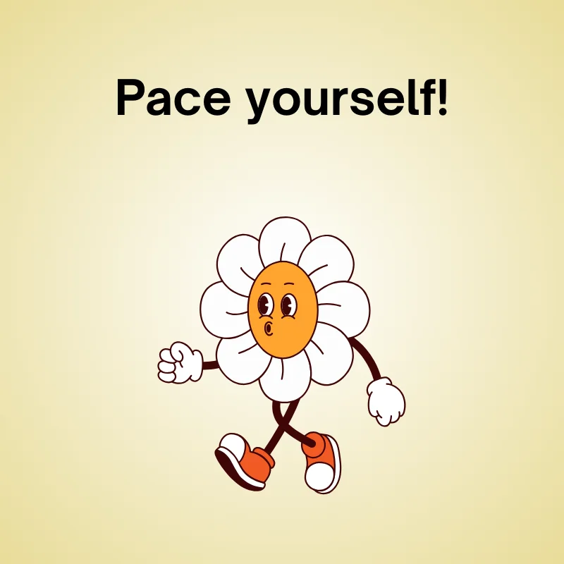 Walking pun illustration: 'Pace yourself!'