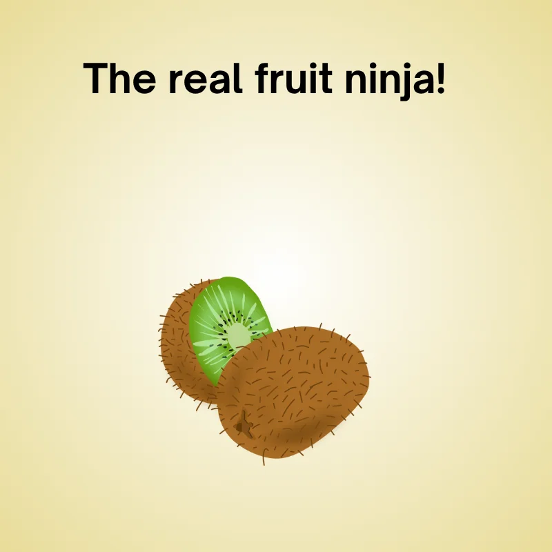 Kiwi pun illustration: 'The real fruit ninja.'