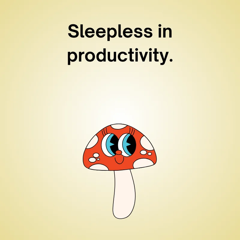 Night shift pun illustration: 'Sleepless in productivity.'