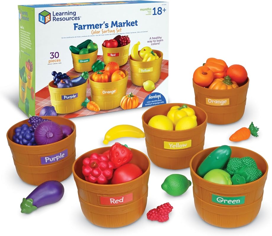 Learning Resources Farmer's Market Color Sorting Set for Toddlers, Pla