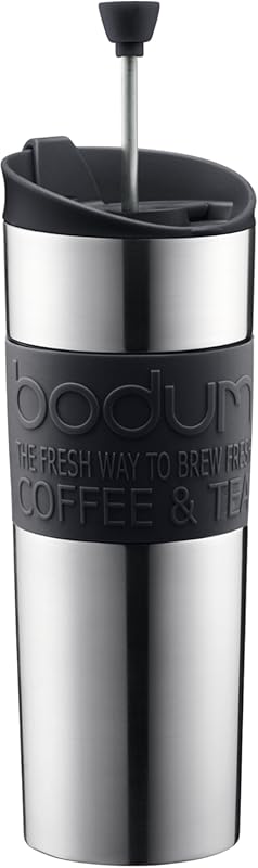 Bodum Travel Press 15oz Vacuum Insulated Stainless Steel Portable Coff