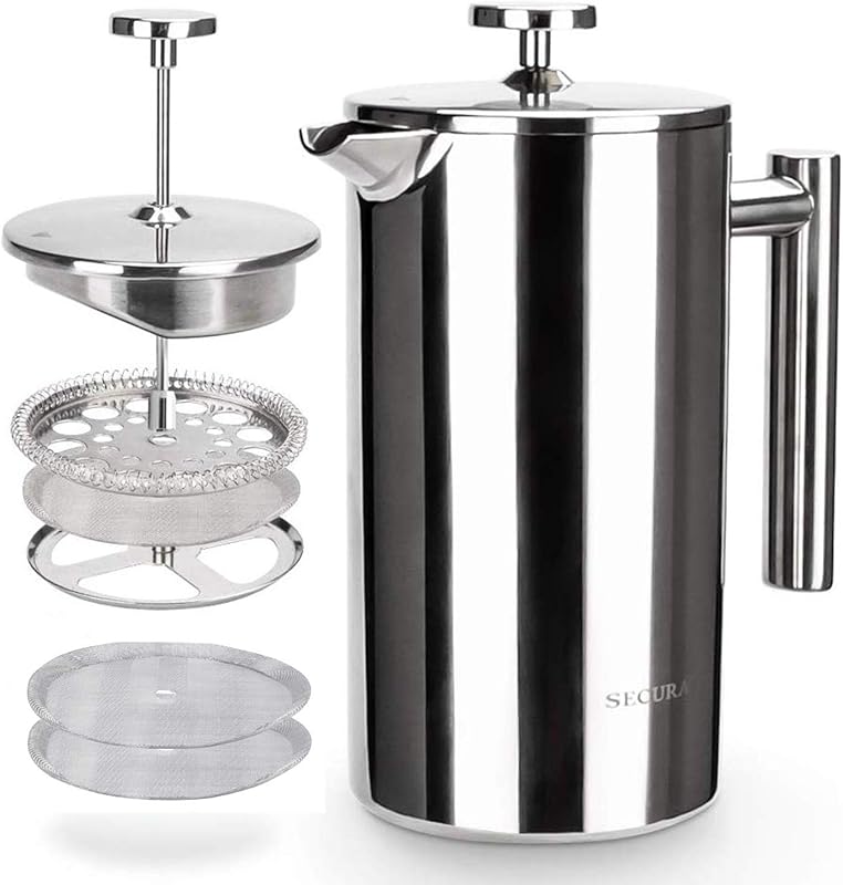 Secura 34 oz 304 Grade Stainless Steel Insulated French Press Coffee M
