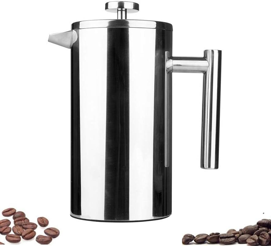 Small Stainless Steel French Press Coffee Maker 12oz with Dual-Filter 