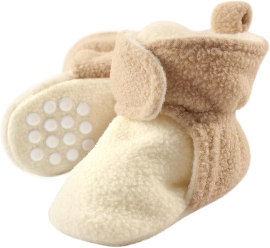 Luvable Friends Baby Girls’ Cozy Fleece Booties, Soft and Warm Footwea