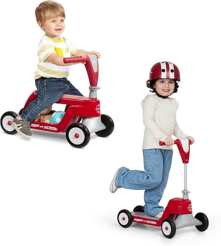 Radio Flyer Scoot 2 Kids Scooter for Ages 1-4, Blue/Red/Pink, 4-Wheel 