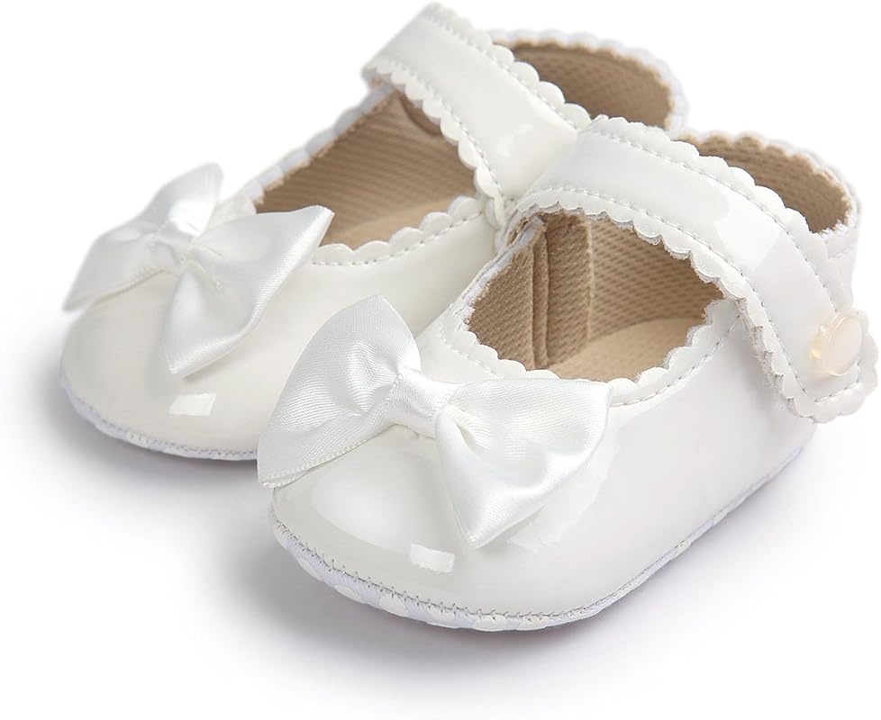 Meckior Infant Baby Girls Soft Sole Bowknot Princess Mary Jane Flats f