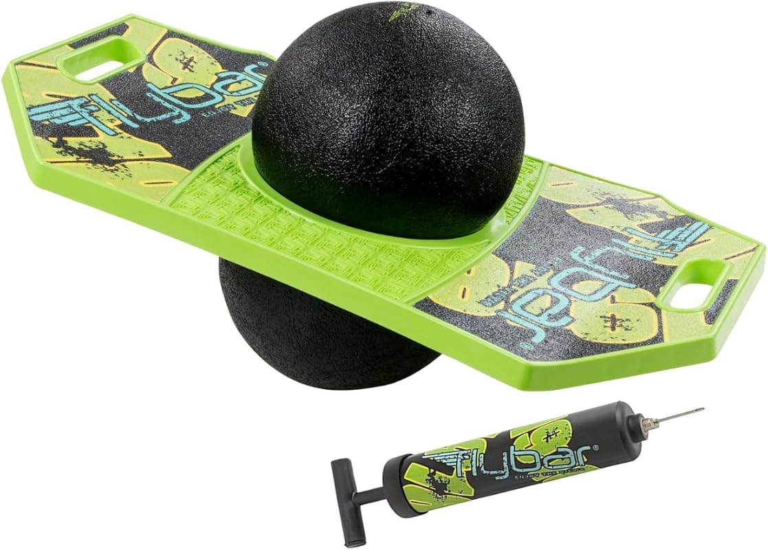 Flybar Pogo Trick Ball Balance Bounce Board with Pump, Anti-Slip Deck