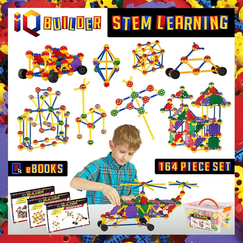 IQ BUILDER STEM Learning Toys for Kids Ages 3-10, Creative Constructio