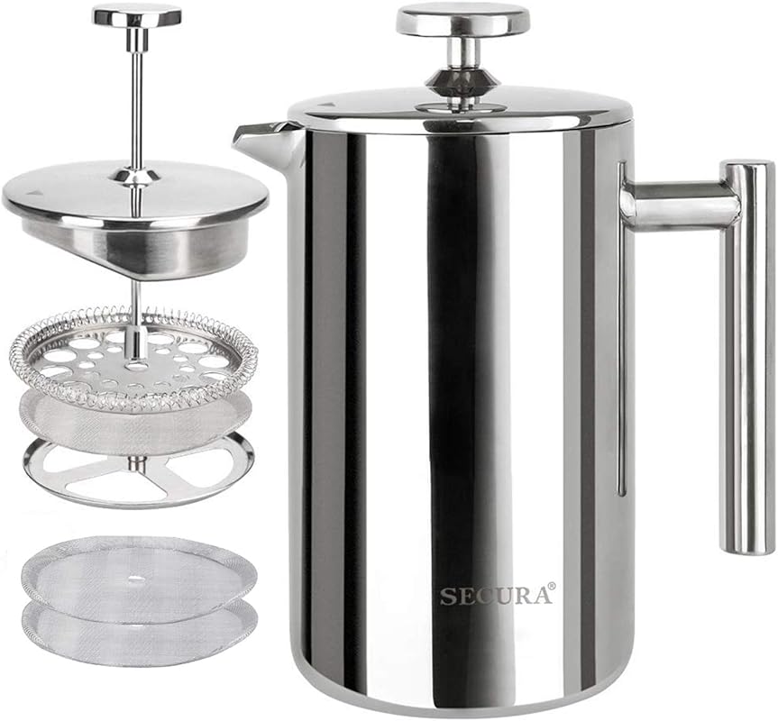 Secura 17oz Compact French Press with 304 Stainless Steel Insulation a