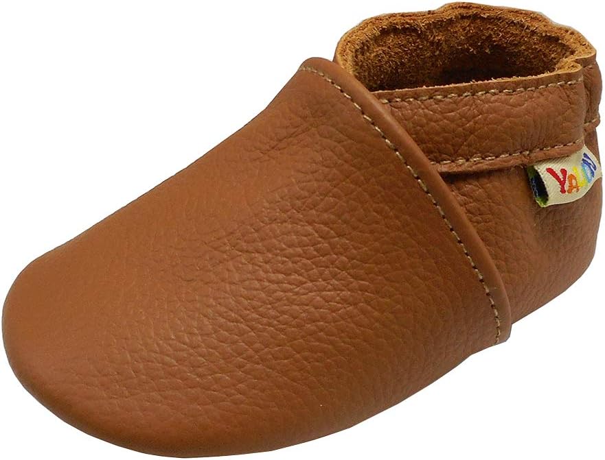 YALION Baby Leather Shoes with SOFE Anti-Slip Sole, Elastic Ankle Slip