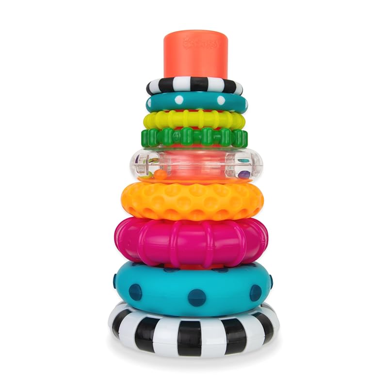 Sassy Stacks of Circles 9-Piece Stacking Ring Toy for STEM Learning, A