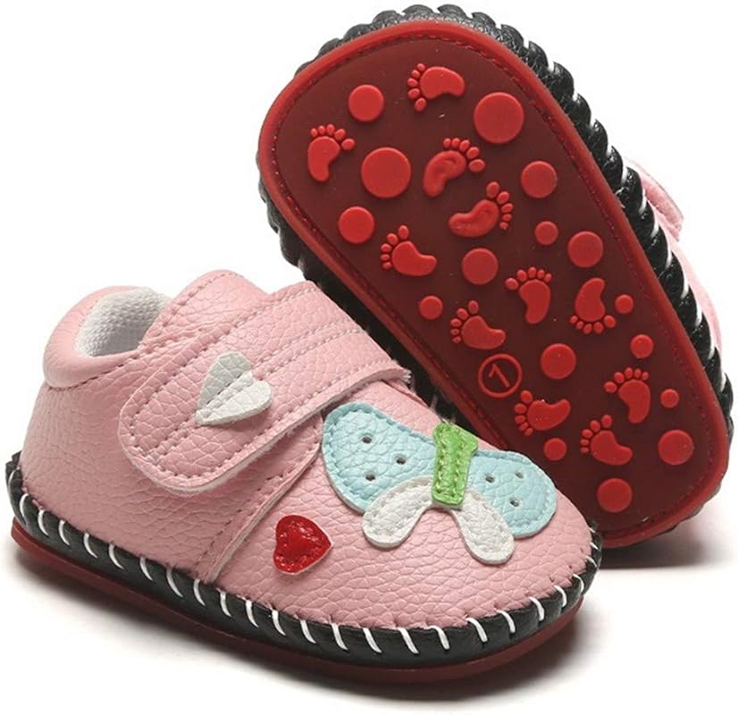 HsdsBebe PU Leather Baby Shoes with Hard Bottom, Cartoon Design Toddle