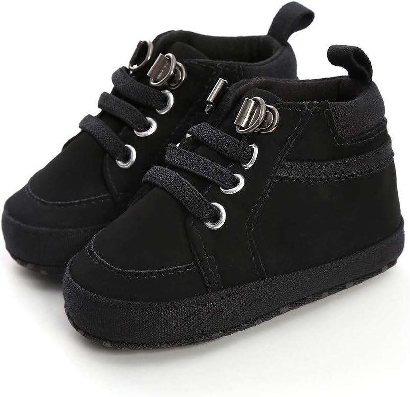 Meckior Toddler High Top Ankle Sneakers Soft Anti-Slip PU Leather Mocc