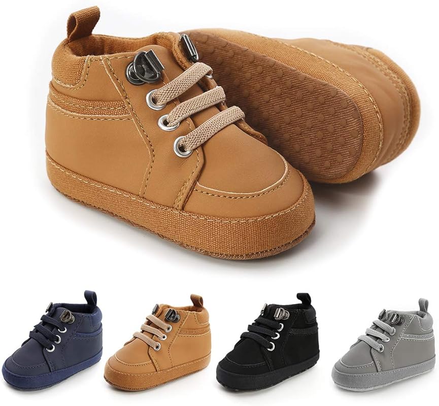 Meckior Toddler High Top Ankle Sneakers, Soft PU Leather Moccasins wit