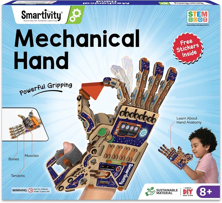 Smartivity DIY Robotic Mechanical Hand STEM Engineering Kit for Kids 8