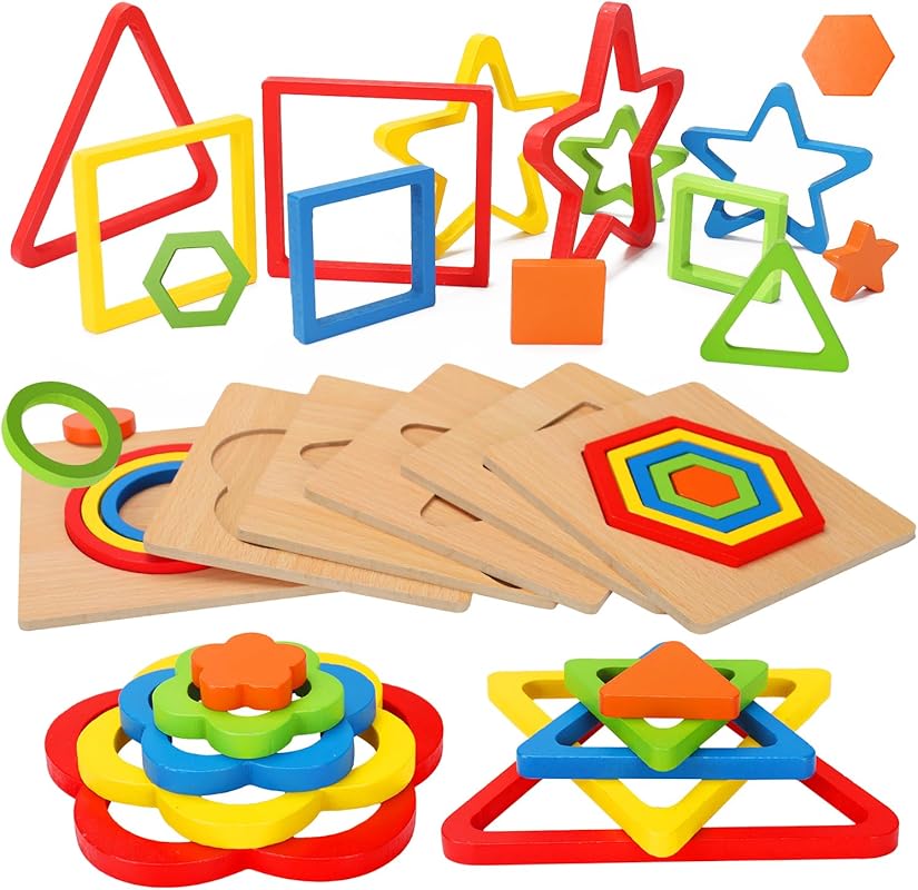 Toddler Wooden Shape Sorting Puzzle Montessori Educational Toy for Age