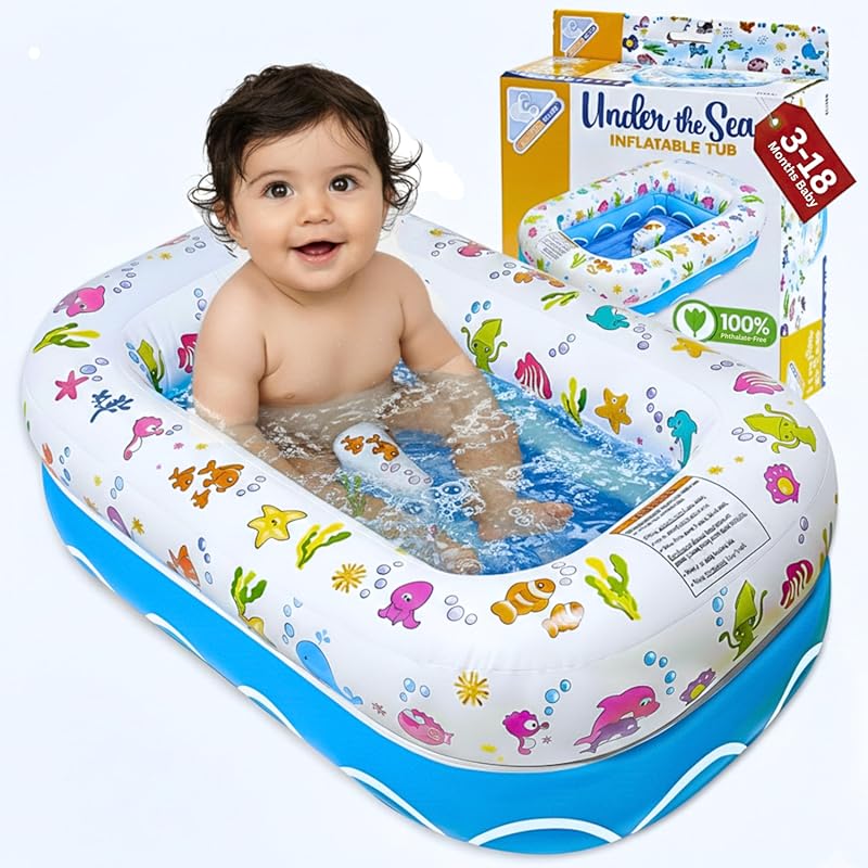 Mommy's Helper Inflatable Under The Sea Baby Bathtub with Anti-Slip Sa