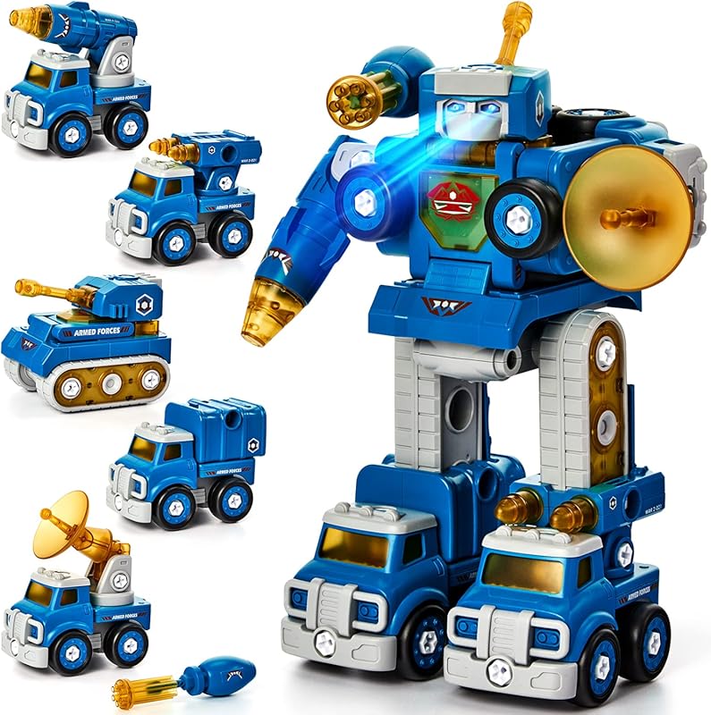 hahaland 5-in-1 Building Take Apart Truck STEM Toy with Transforming R