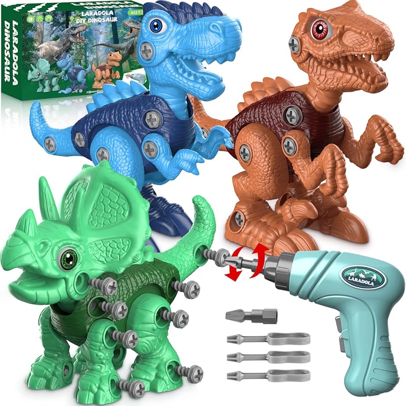 Laradola Take Apart Dinosaur Toys with Electric Drill for Kids Ages 3-