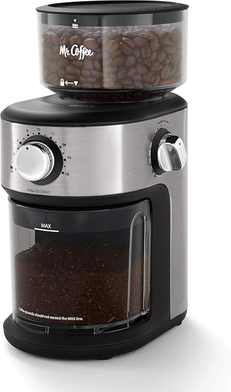 Mr. Coffee 18-Cup Capacity Burr Coffee Grinder with 18 Presets for Fre