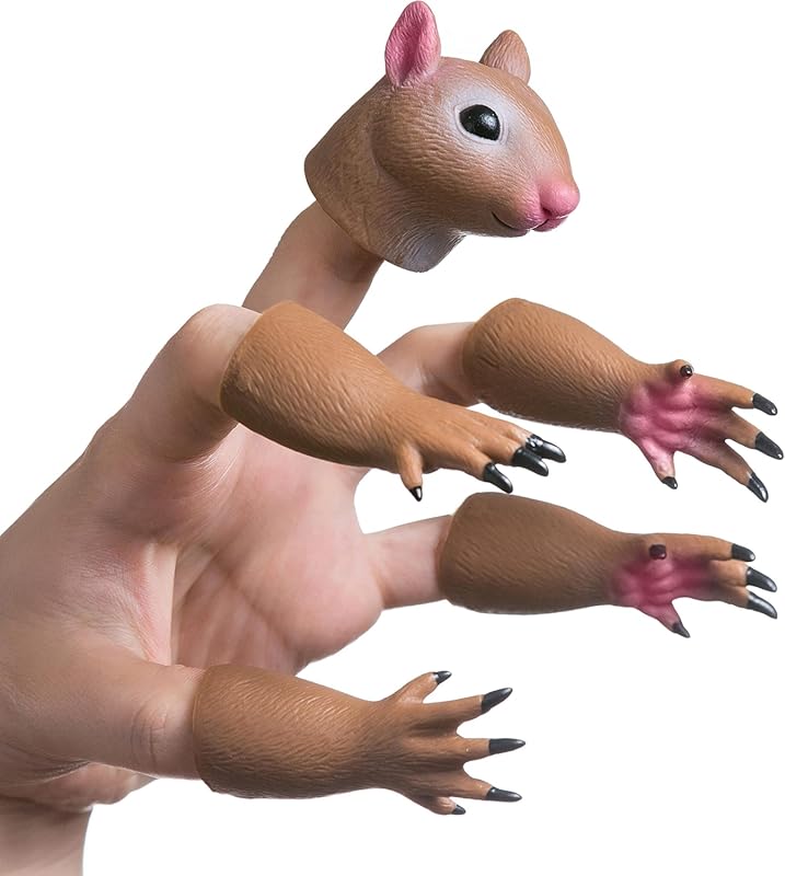 Squirrel Finger Puppet Tiny Hands Theater Prop for Kids and Adults, Fu