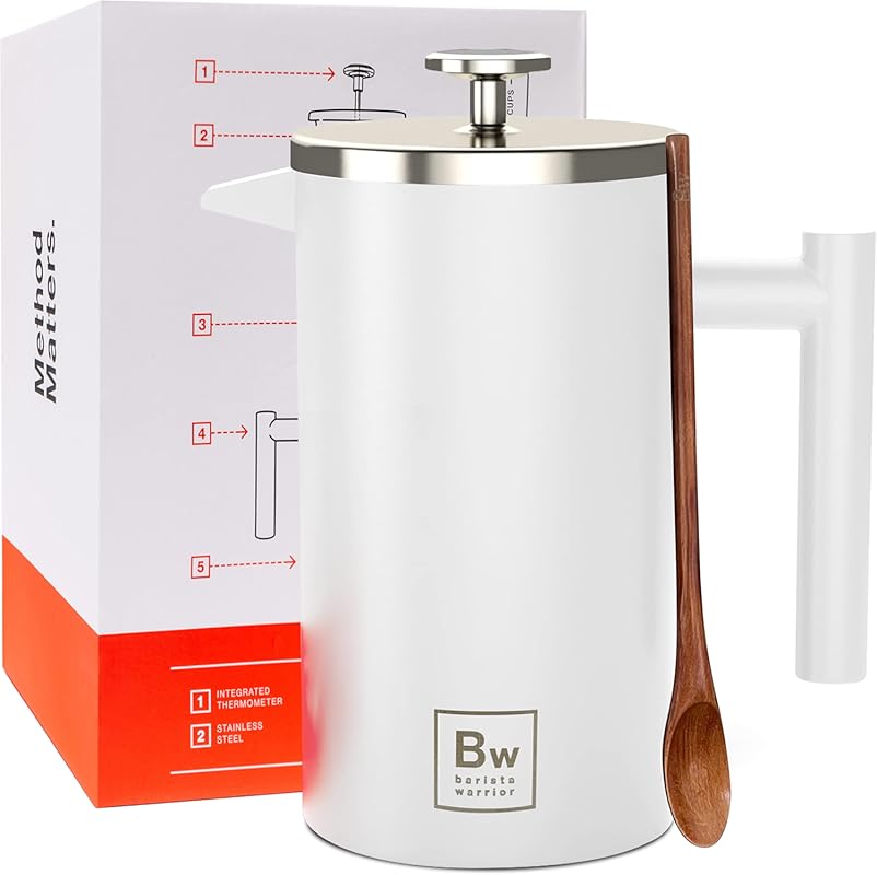 Barista Warrior Double-Wall Stainless Steel Insulated French Press wit