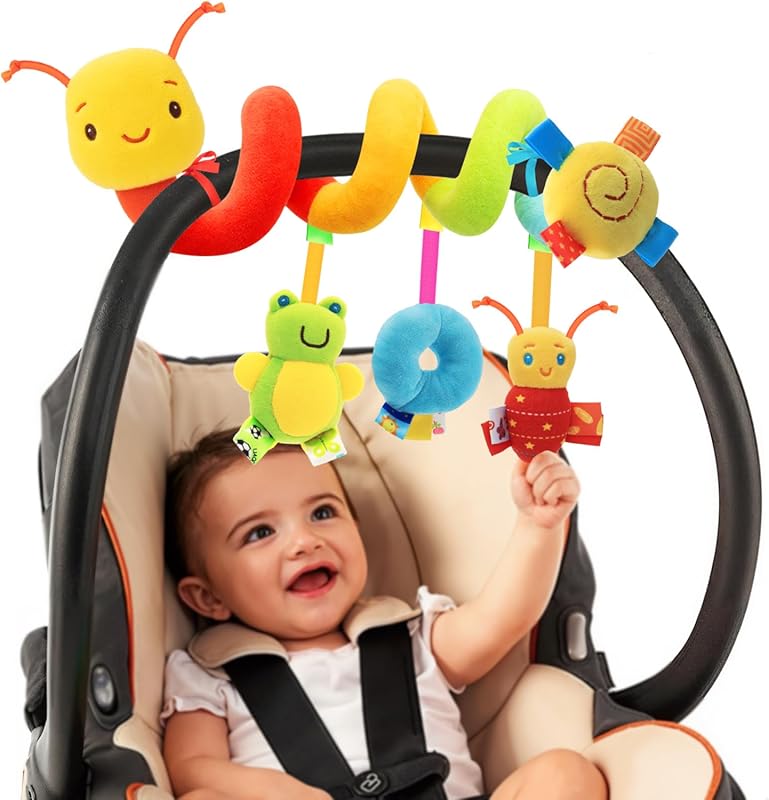 FPVERA Soft Plush Spiral Car Seat Hanging Toys for Sensory Stimulation