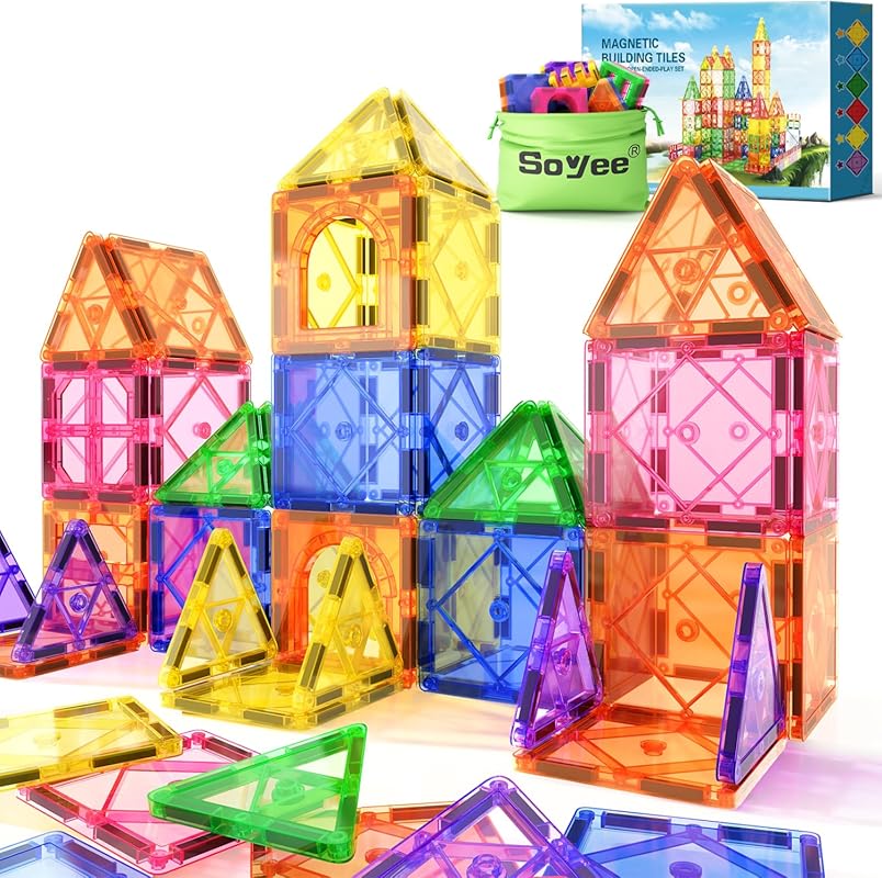 Magnetic Tiles Toddler Toys STEM Building Blocks for Kids Ages 3-12, S