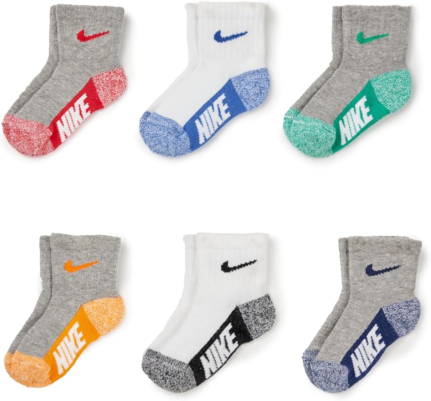 Nike Kids' 6-Pack Baby and Toddler Socks, Soft, Comfortable, Durable C