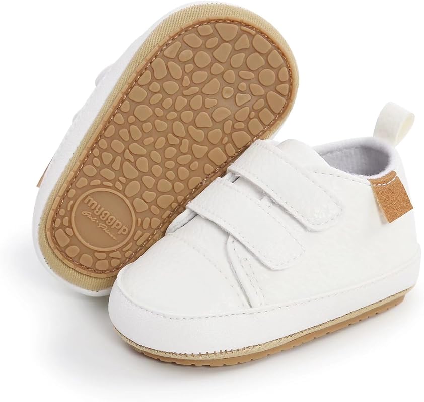 Baby Boys Girls Non-Slip High-Top PU Leather Sneakers with Rubber Sole