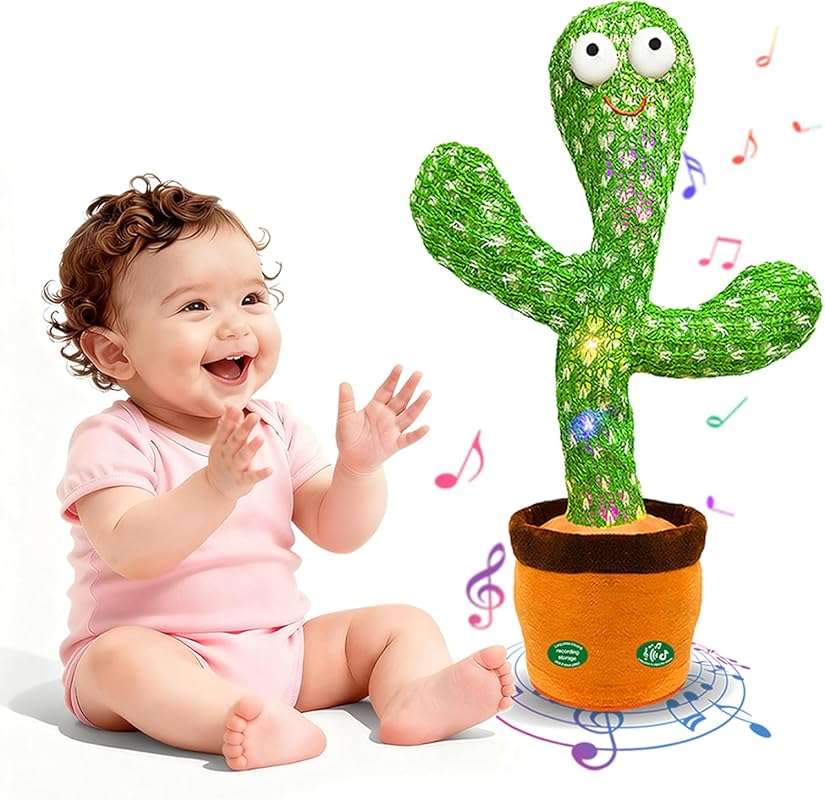 Interactive Dancing Talking Cactus Toy for Babies 6-18 Months with Sin