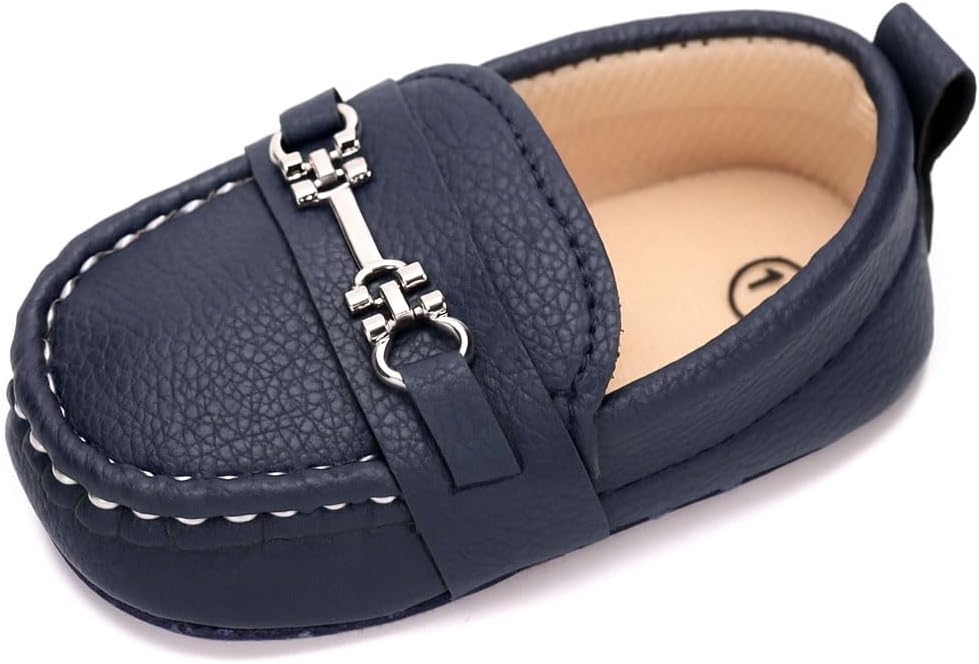 LONSOEN Baby Loafers for Girls and Boys, Prewalker Dress Crib Shoes, C