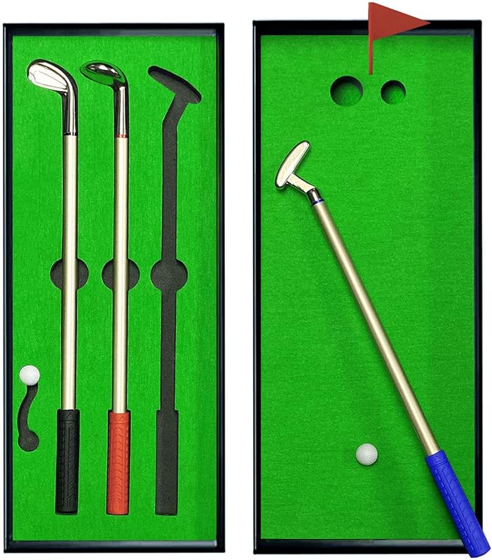 SANTA CASA Golf Pen Set with Mini Desktop Putting Green Game, Funny St