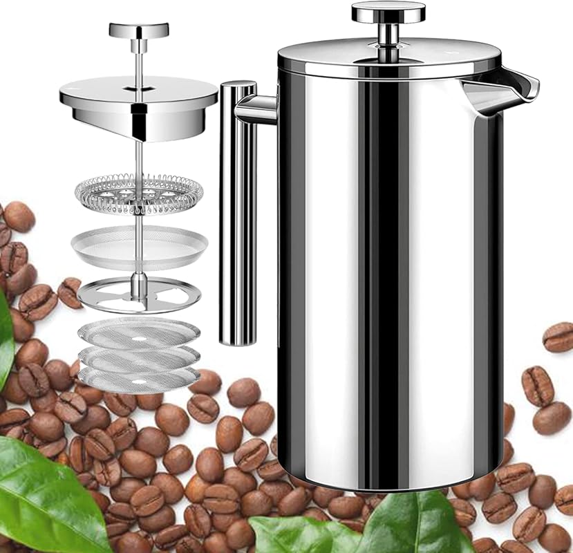Large 50oz Double Wall Insulated Stainless Steel French Press Coffee M
