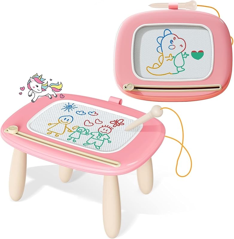 Kikidex Magnetic Drawing Board for Toddlers 1-3 Years, Soft Pink Doodl