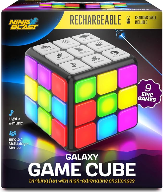 Rechargeable Game Activity Cube with 9 Brain & Memory Games for Kids A