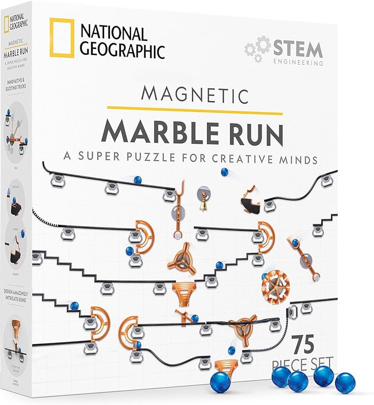 National Geographic 75-Piece Magnetic Marble Run STEM Building Set for