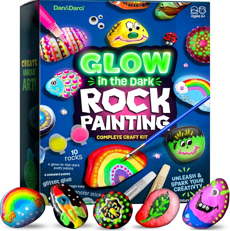 Dan&Darci Kids Glow in The Dark Rock Painting Kit - Easter Craft Activ