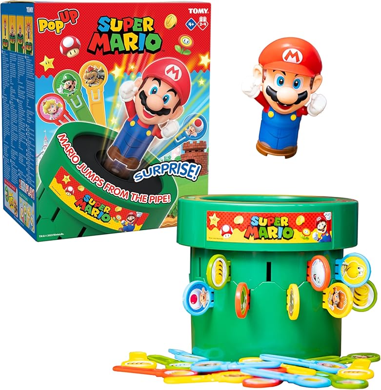 TOMY Pop Up Super Mario Game, Indoor Recess and Family Fun for 2-4 Pla